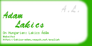 adam lakics business card